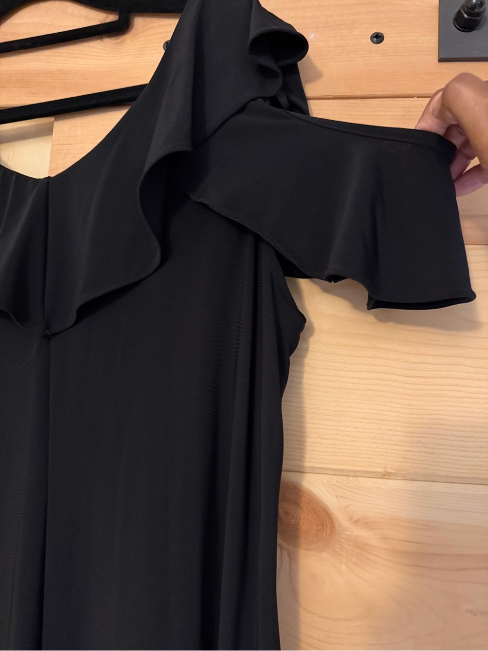 Roz & Ali Black Ruffle Sleeve Mini Dress (29) - Picture 3 of 4